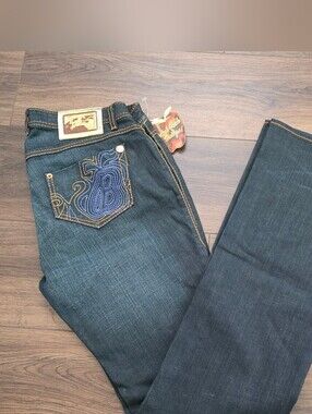 Vintage Apple Bottoms Jeans Womens 11/12 Blue Embroidered Flare Y2K Hong Kong